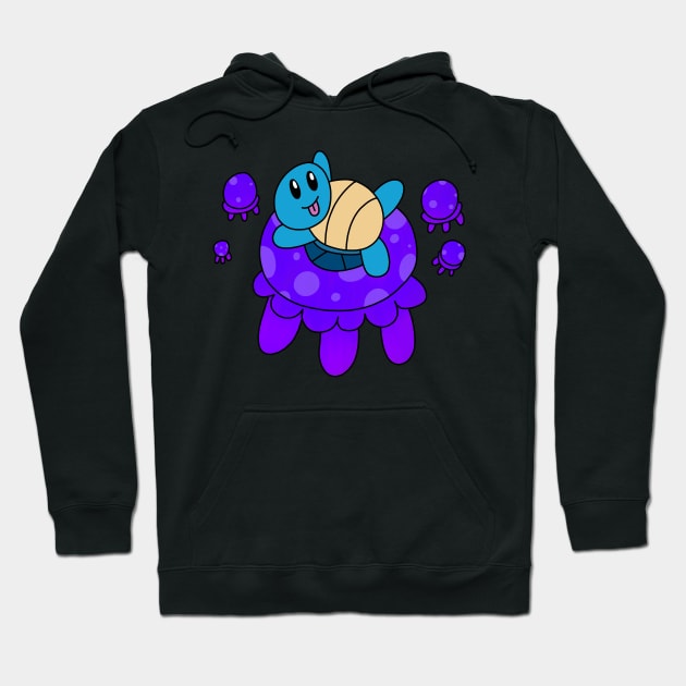 Cute Turtle Rides Jellyfish Hoodie by pako-valor